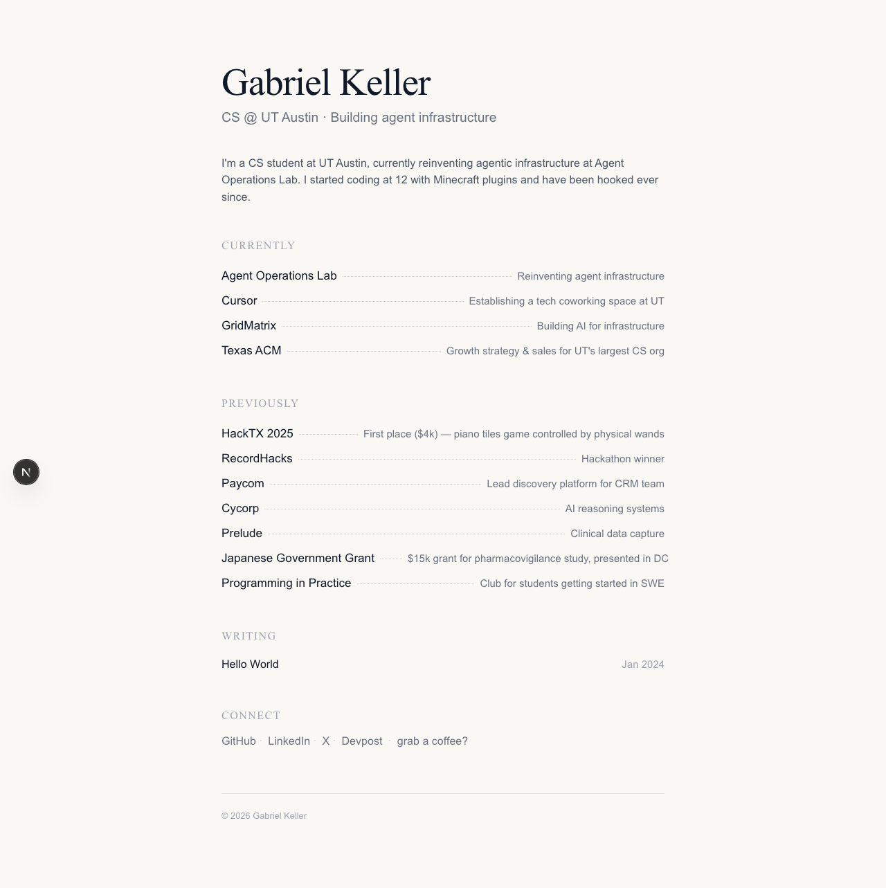 Prototype A - cream bg, serif headings, dotted work table