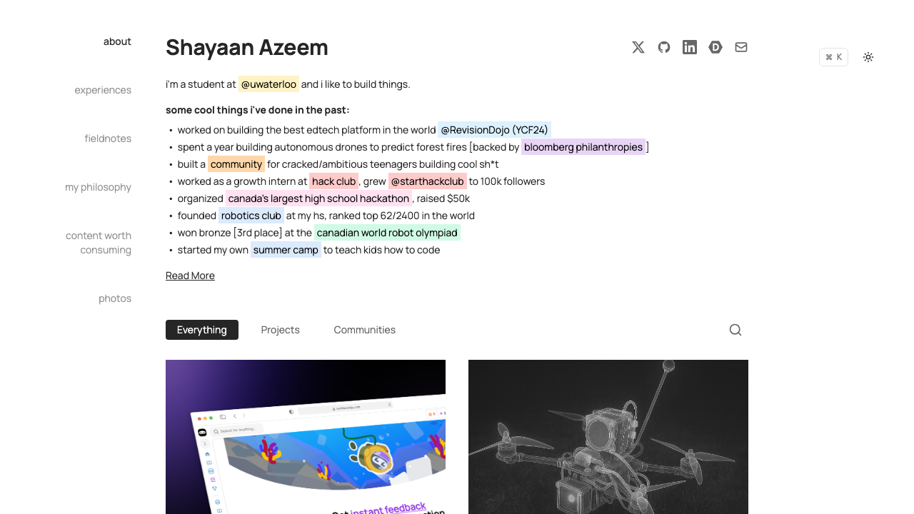 shayaanazeem.com - dense content, casual tone